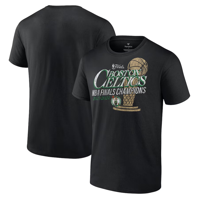 Men's Boston Celtics Black 2024 Finals Champions Fast Break Finish Trophy T-Shirt Men's Boston Celtics Black 2024 Finals Champions Fast Break Finish Trophy T-Shirt